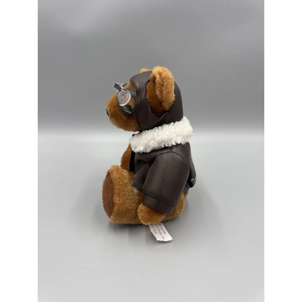 US Airways Pilot Teddy Bear Aviator Plush In Bomber Jacket Goggles 8”